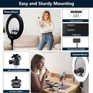 رینگ لایت بیوا Biva RL-03 65W LED Soft Ring Light سایز 21 اینچ با سه پایه و 3 هولدر